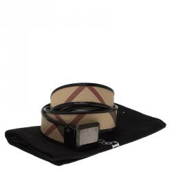 Pre Owned Burberry Black Leather and Novacheck Canvas Belt 100 CM