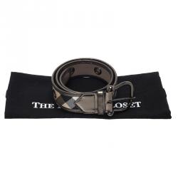Pre Owned Burberry Bronze/Beige Nova Check Coated Canvas Belt 80 CM