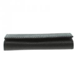 Pre Owned Burberry Black Leather 4 Key Case Holder