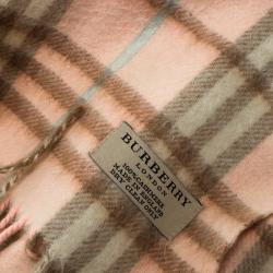 Pre Owned كوفية بربري كشمير كاروهات وردي فاتح