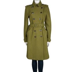 مملوكة مسبقًا Burberry London Green Wool Double Breasted Belted Overcoat M