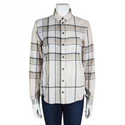 مملوكة مسبقًا Burberry Brit Beige Cotton Checked Long Sleeve Button Front Shirt M