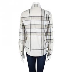 مملوكة مسبقًا Burberry Brit Beige Cotton Checked Long Sleeve Button Front Shirt M