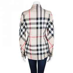 Pre Owned قميص بربري بريت قطن بيج كاروهات نوفا بأكمام طويلة أزرار أمامية S