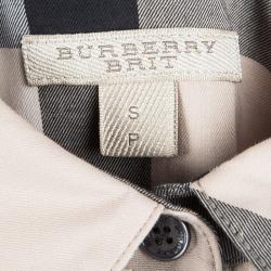 Pre Owned قميص بربري بريت قطن بيج كاروهات نوفا بأكمام طويلة أزرار أمامية S