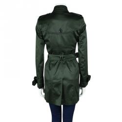 Pre Owned Burberry Dark Green Double Breasted Belted Trench Coat S