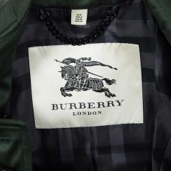 Pre Owned Burberry Dark Green Double Breasted Belted Trench Coat S