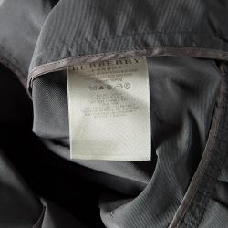 مملوكة مسبقًا معطف فستان بربري رصاصي بثلاث أربع أكمام وأزرار أمامية M