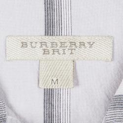 Burberry Brit Pale Pink Checked Cotton Long Sleeve Button Front Shirt M