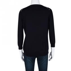 Pre Owned Burberry Brit Navy Blue Knit Button Front Cardigan L