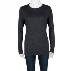 Pre Owned Burberry Brit Grey Novacheck Cuff Detail Sweater M