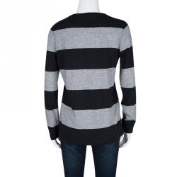 Pre Owned Burberry Brit Navy Blue and Grey Knit Long Sleeve Top M