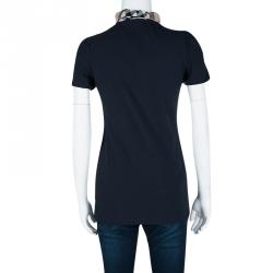 Pre Owned Burberry Brit Navy Blue Honeycomb Knit Novacheck Collar Detail Polo T-Shirt S