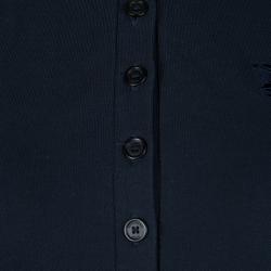 Pre Owned Burberry Brit Navy Blue Honeycomb Knit Novacheck Collar Detail Polo T-Shirt S