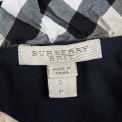 Pre Owned Burberry Brit Navy Blue Honeycomb Knit Novacheck Collar Detail Polo T-Shirt S