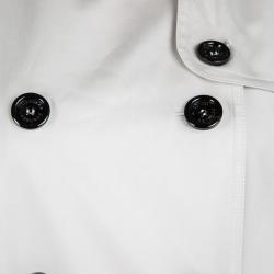 Pre Owned Burberry London Pale Grey Cotton Double Breasted Belted Trench Coat S