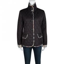 Pre Owned جاكت بربري بريت مبطن دايموند تفاصيل حواف كاروهات نوفا أسود M