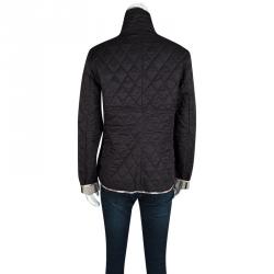 Pre Owned جاكت بربري بريت مبطن دايموند تفاصيل حواف كاروهات نوفا أسود M
