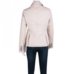 مملوكة مسبقًا Burberry Brit Pale Pink Diamond Quilted Button Front Jacket S
