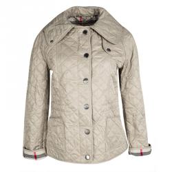 Pre Owned Burberry Brit Beige Diamond Quilted Button Front Jacket S