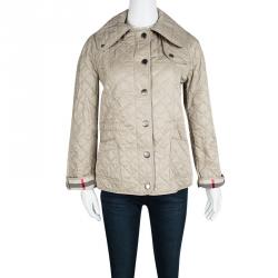 Pre Owned Burberry Brit Beige Diamond Quilted Button Front Jacket S