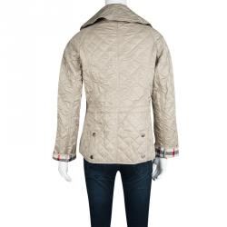 Pre Owned Burberry Brit Beige Diamond Quilted Button Front Jacket S