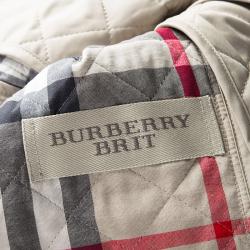 Pre Owned Burberry Brit Beige Diamond Quilted Button Front Jacket S