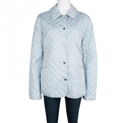 Pre Owned جاكت بربري لندن أزرار أمامية مبطن دايموند أزرق باودر L