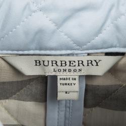 Pre Owned جاكت بربري لندن أزرار أمامية مبطن دايموند أزرق باودر L