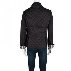 Pre Owned Burberry Brit Black Diamond Quilted Button Front Jacket M