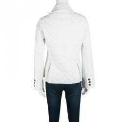 Pre Owned Burberry Brit Off White Diamond Quilted Button Front Jacket L