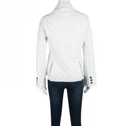 Pre Owned جاكيت بربري بريت أوف وايت نمط ماسي مبطن بأزرار أمامية M