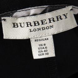 Pre Owned Burberry London Black Knit Satin Trim Zip Detail Leggings S