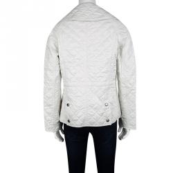 Pre Owned جاكيت بربري بريت أوف وايت نمط ماسي مبطن بأزرار أمامية S