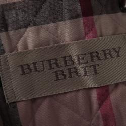 Pre Owned جاكيت بربري بريت أوف وايت نمط ماسي مبطن بأزرار أمامية S