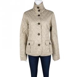 Pre Owned Burberry Brit Beige Diamond Quilted Button Front Jacket