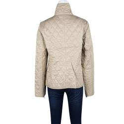 Pre Owned Burberry Brit Beige Diamond Quilted Button Front Jacket
