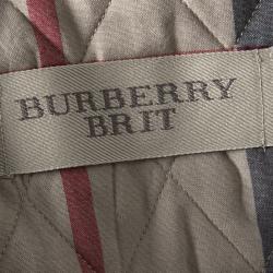 Pre Owned Burberry Brit Beige Diamond Quilted Button Front Jacket