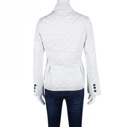 Pre Owned Burberry Brit White Diamond Quilted Button Front Jacket XS