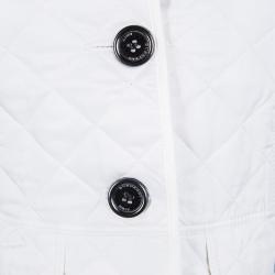 Pre Owned Burberry Brit White Diamond Quilted Button Front Jacket XS