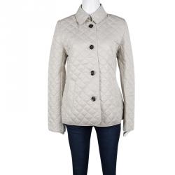 Pre Owned Burberry Brit Beige Diamond Quilted Button Front Jacket S