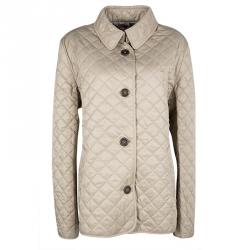 Pre Owned Burberry Brit Brown Diamond Quilted Button Front Jacket XXL