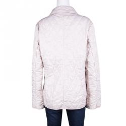 Pre Owned Burberry Pale Pink Diamond Quilted Button Front Jacket M