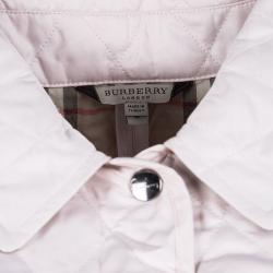 Pre Owned Burberry Pale Pink Diamond Quilted Button Front Jacket M