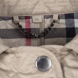 Pre Owned Burberry Brit Brown Diamond Quilted Button Front Jacket XL