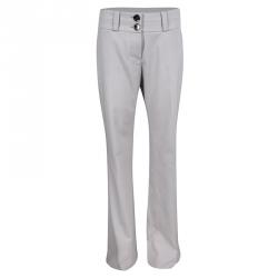 Pre Owned Burberry London Grey Wool Wide Leg Trousers S