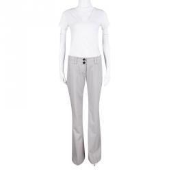 Pre Owned Burberry London Grey Wool Wide Leg Trousers S