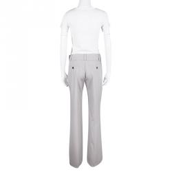 Pre Owned Burberry London Grey Wool Wide Leg Trousers S