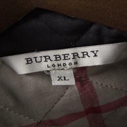 Pre Owned جاكيت بربري أسود نمط ماسي مبطن بسحاب أمامي وحزام طويل XL