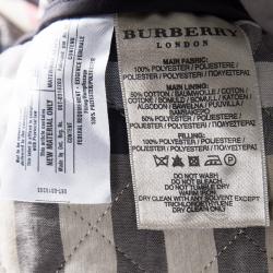 Pre Owned جاكيت بربري أسود نمط ماسي مبطن بسحاب أمامي وحزام طويل XL